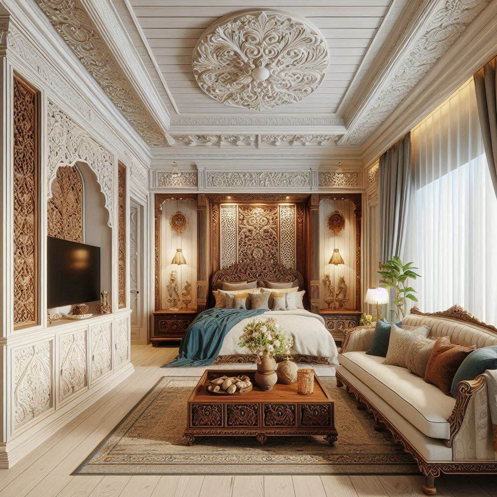 Indian-Inspired Elegance with Wooden Accents