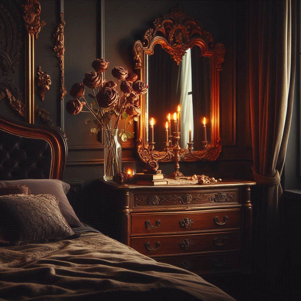 Vintage Mirrors for a Mysterious Boho Dark Bedroom