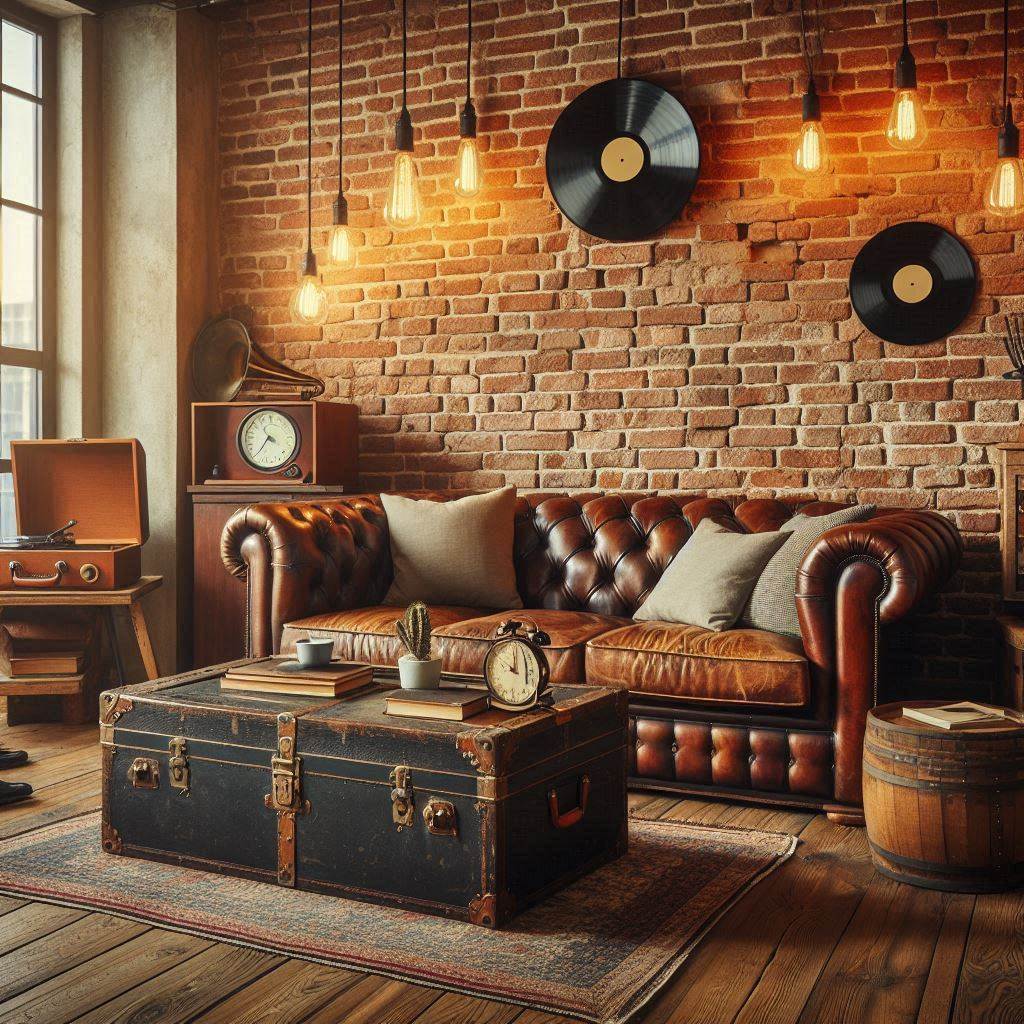 18 Vintage Modern Living Room Ideas for a Timelessly Chic Space 7 Industrial Loft with Vintage Accents