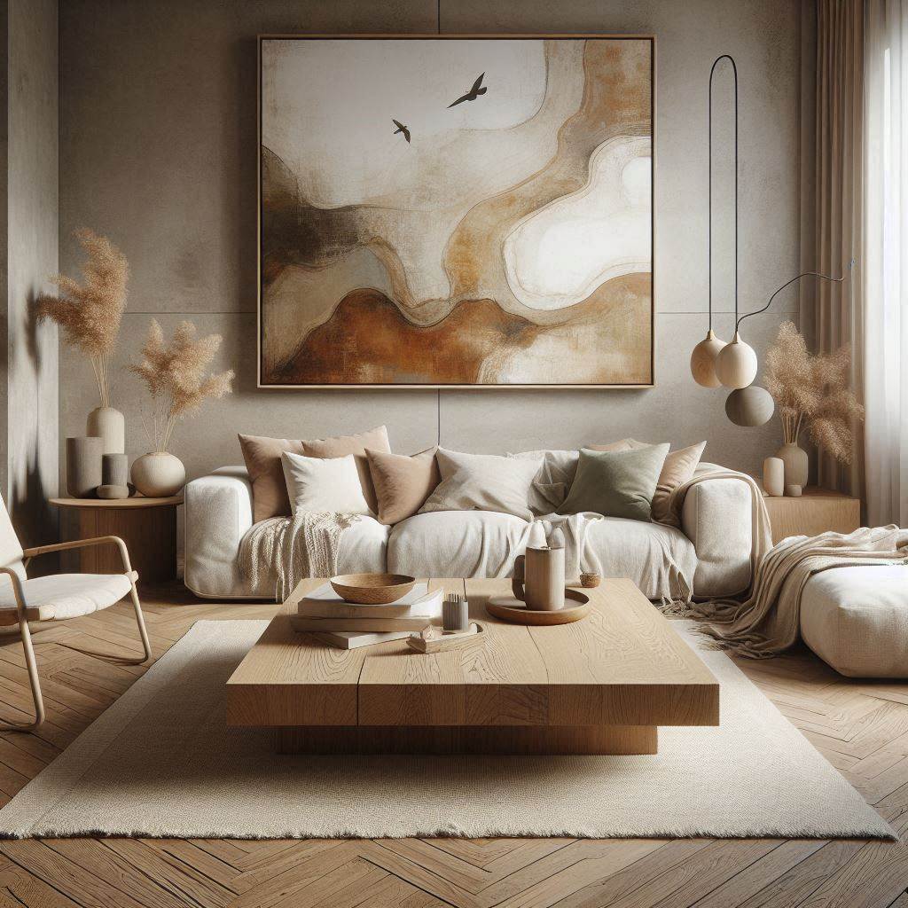 Organic Modern Living Room with Statement Artwork