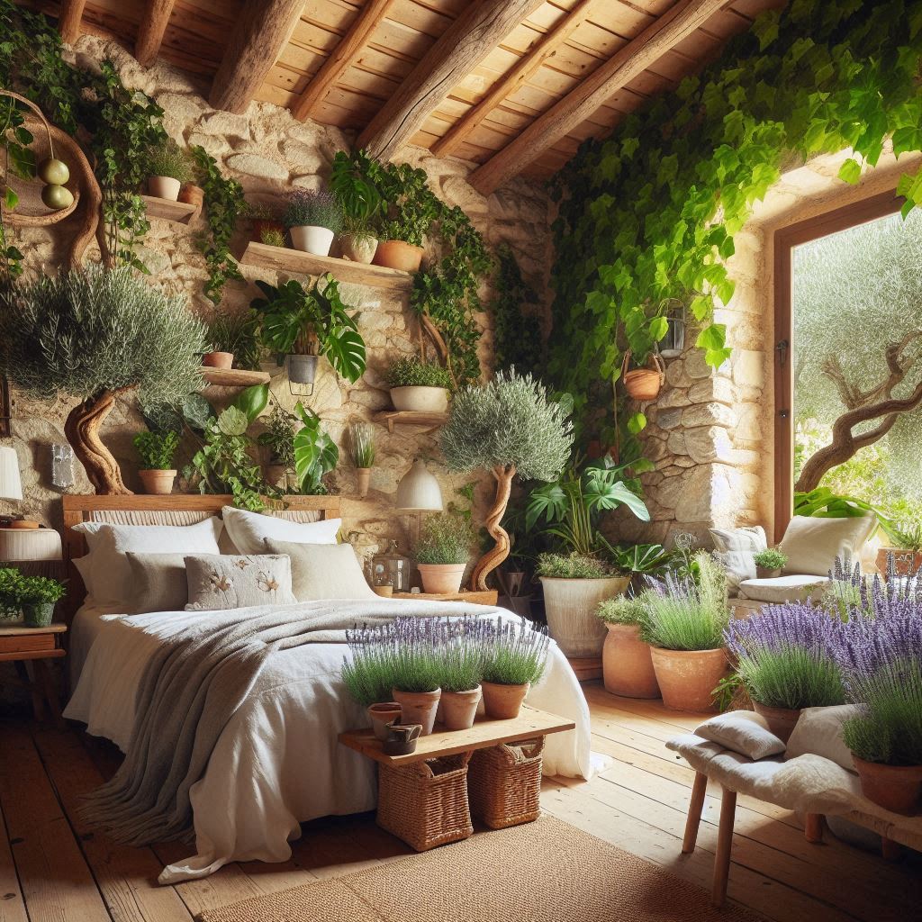  Mediterranean Bedroom with Indoor Plants