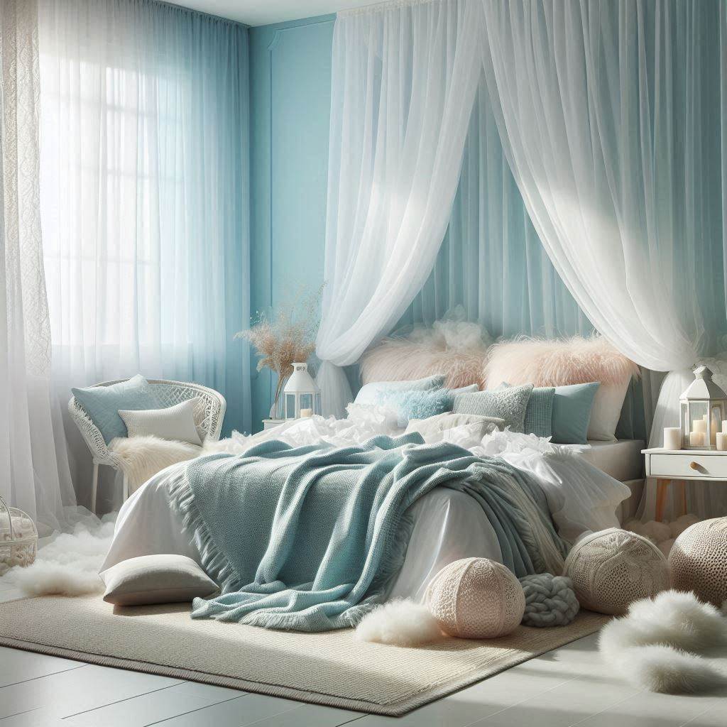 Cloud-Like Bliss: Cozy Pastel Blue Bedroom Aesthetic