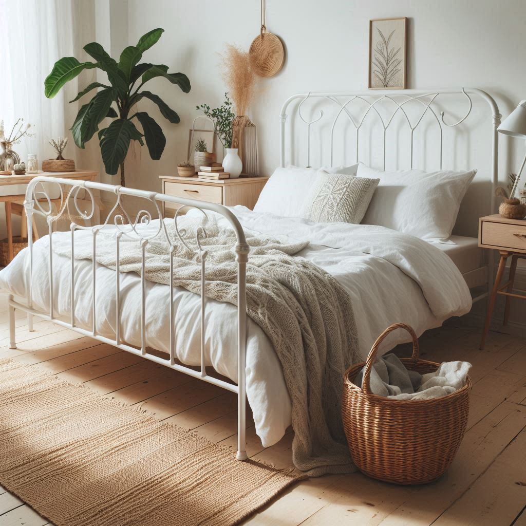 Scandinavian Simplicity with a White Iron Bed