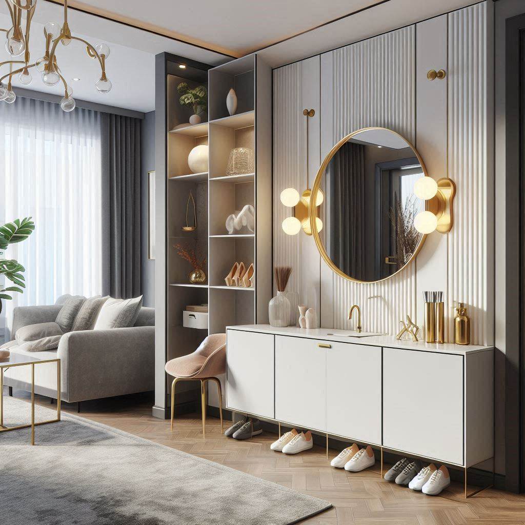 Elegant Living Room with a Built-in Shoe Cabinet