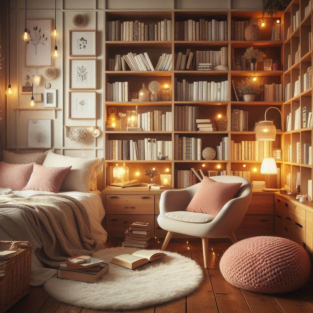 Cozy Bookshelf Bedroom for Book Lovers