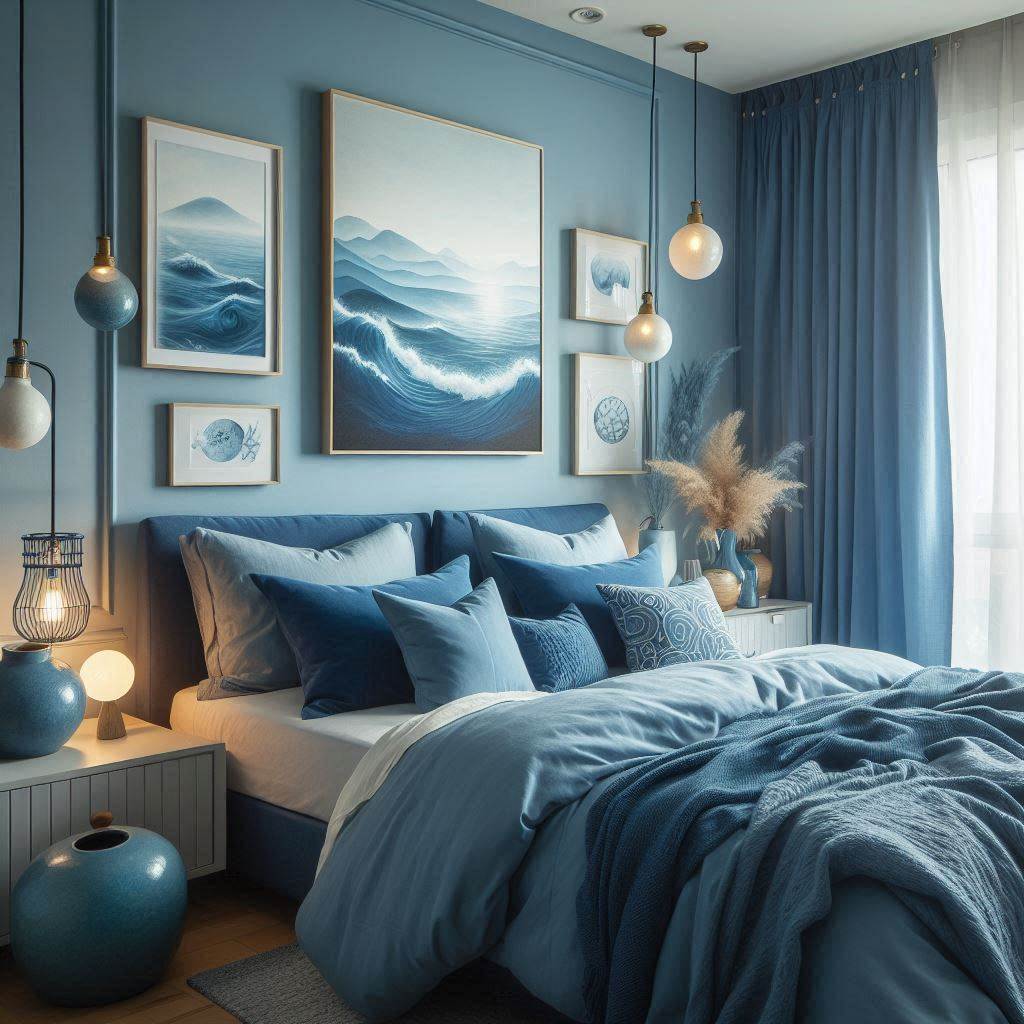 Serene Blue Aesthetic Bedroom