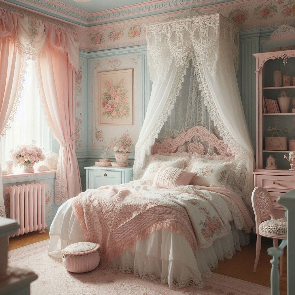 A Soft, Dreamy Pastel Grandmacore Bedroom