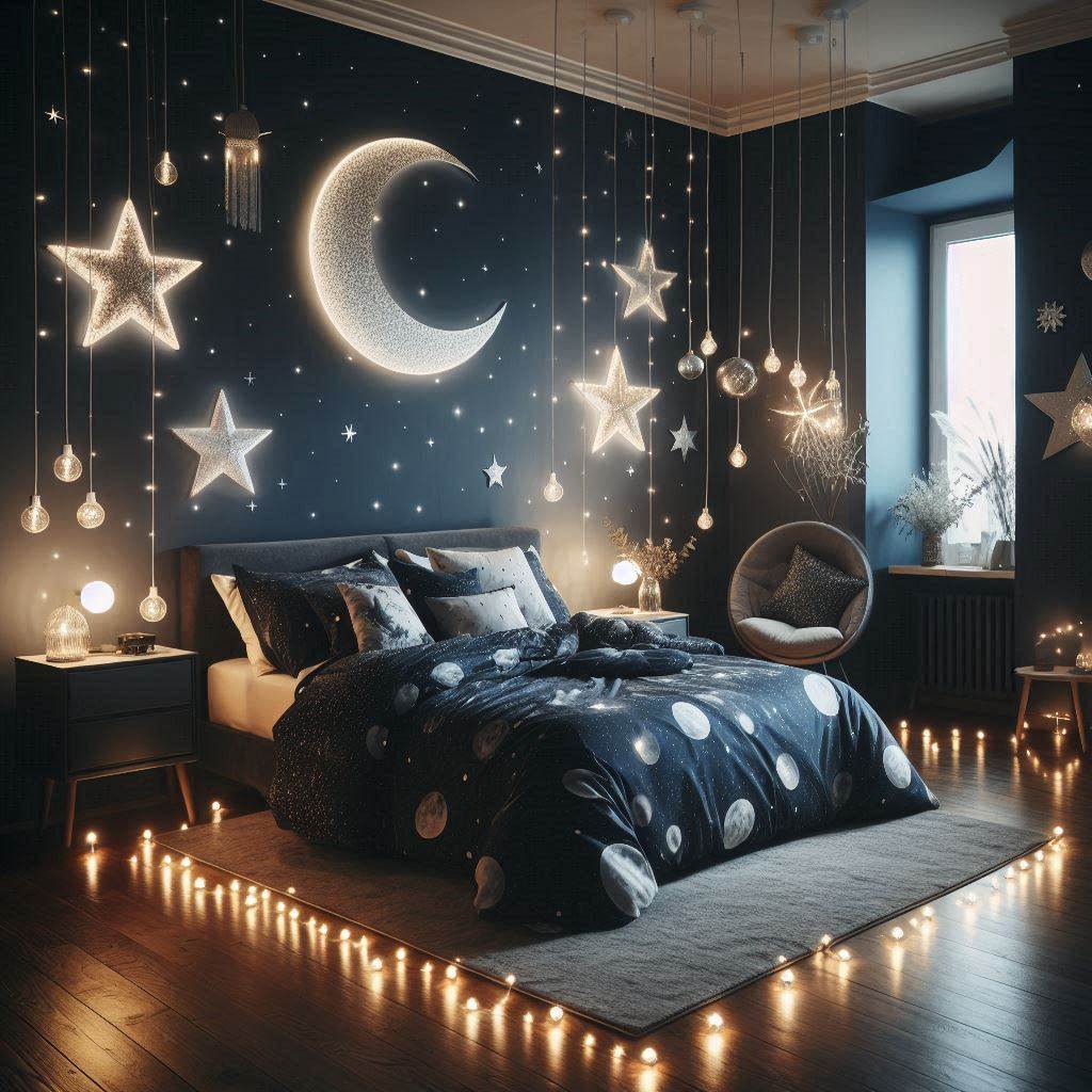  Celestial Dreams: Midnight Blue and Silver Bedroom Aesthetic