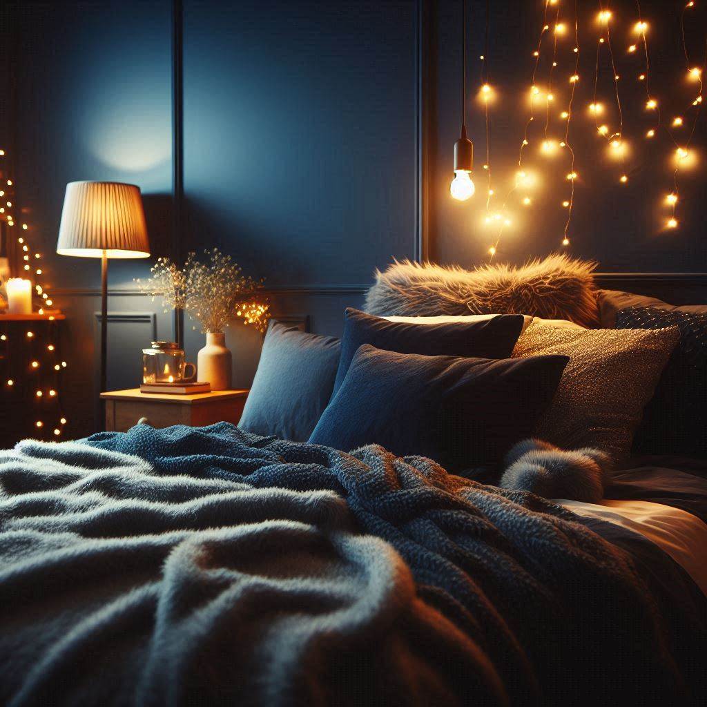 Deep Navy Escape: A Cozy Dark Bedroom Aesthetic Blue