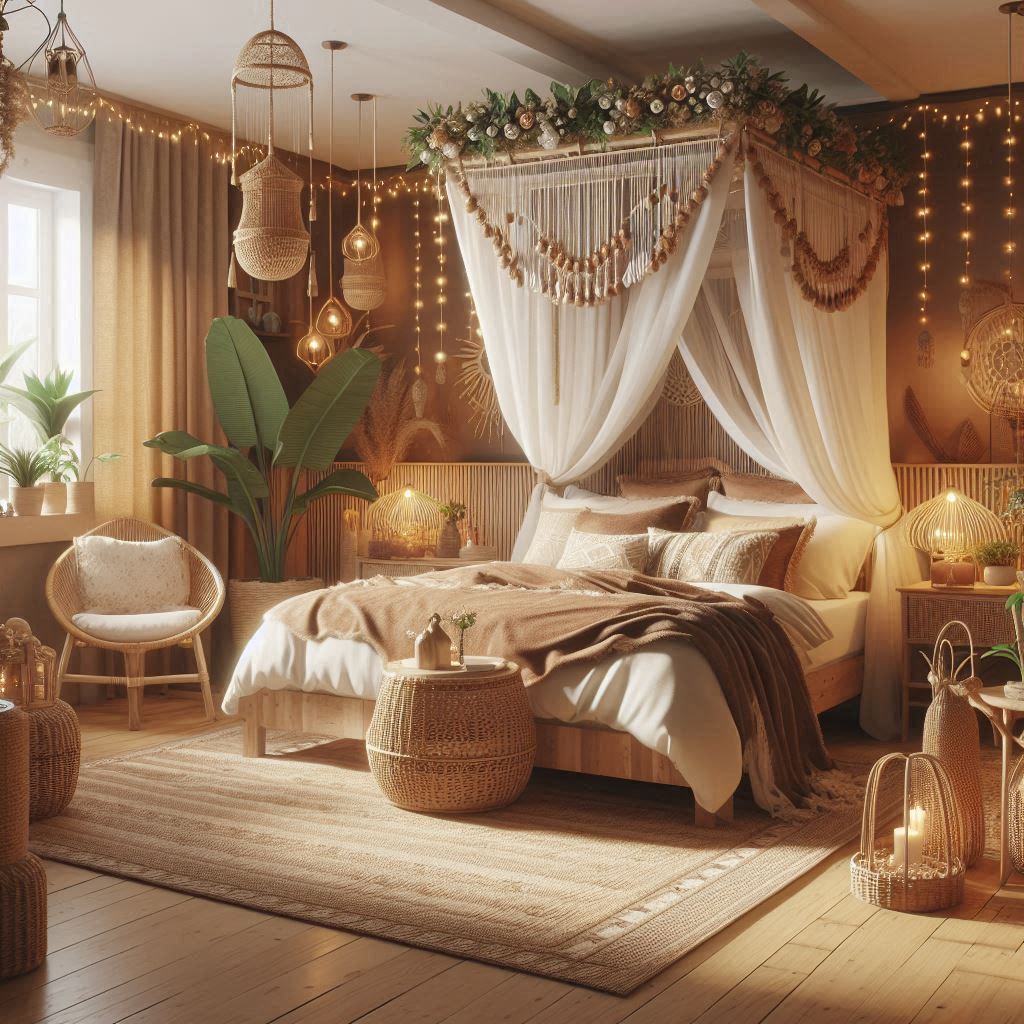 Boho Chic Bedroom with Earthy Tones