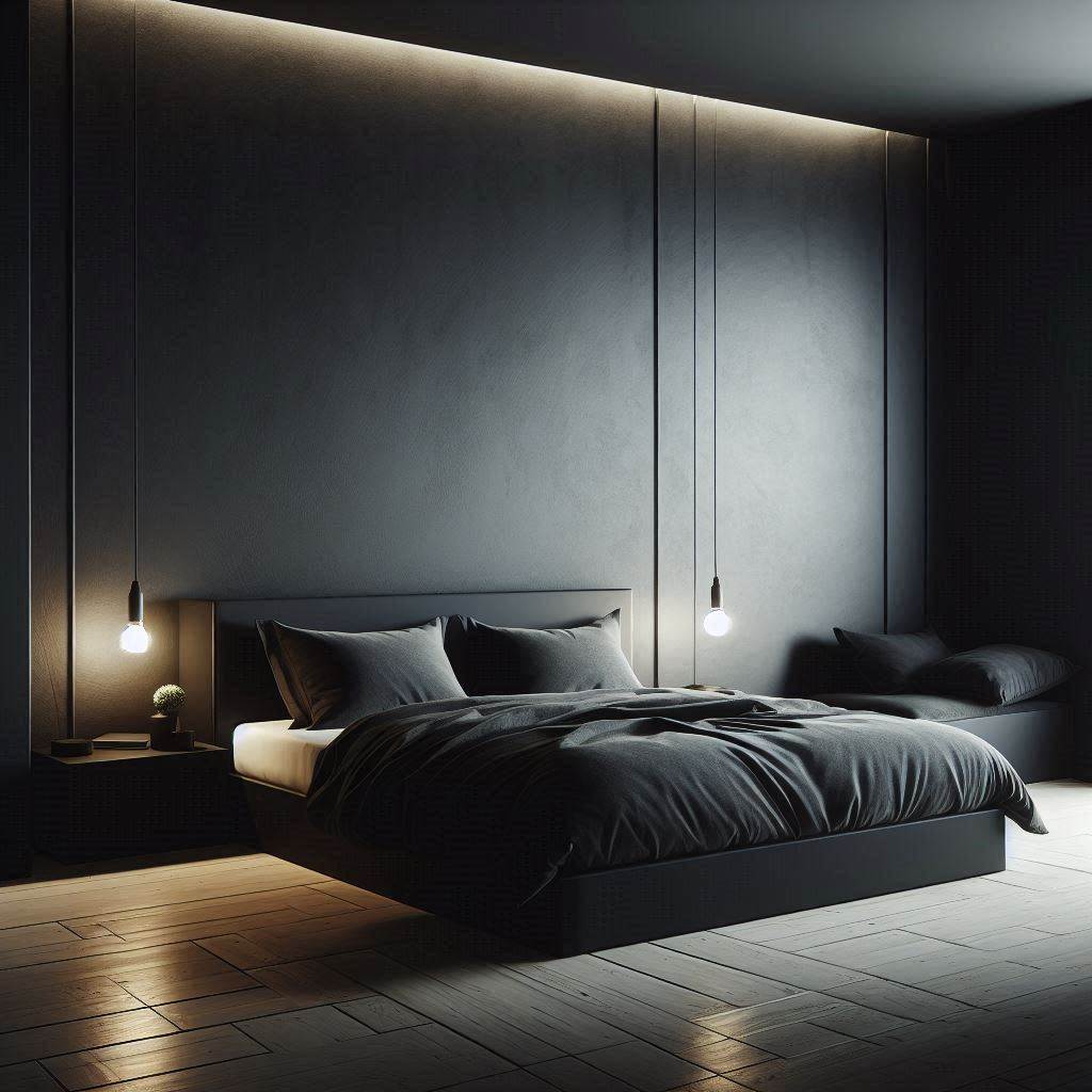 18 Dark Moody Bedroom Ideas for a Romantic & Stylish Retreat 13 Minimalist Monochrome Magic
