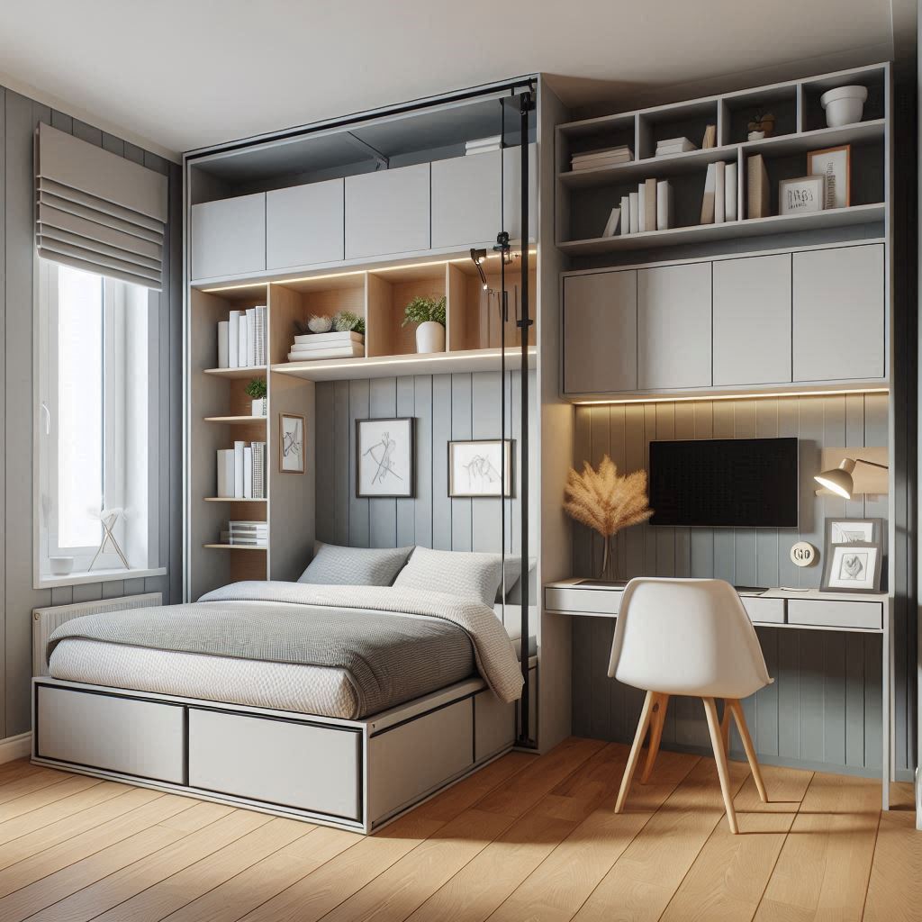 18 Brilliant Small Bedroom Ideas for Teens to Maximize Space & Style 16 Murphy Bed for Extra Floor Space