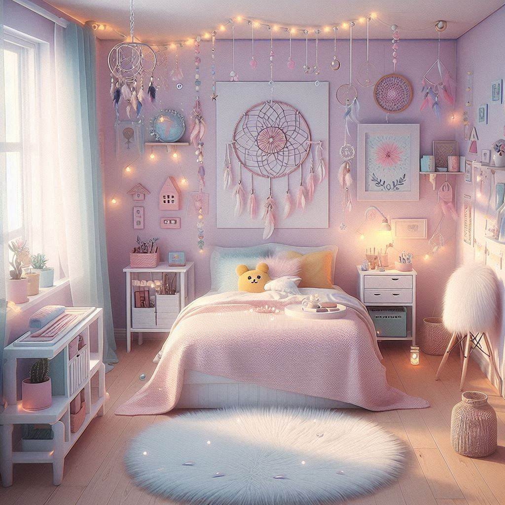 Soft Aesthetic Bedroom with Pastel Colors