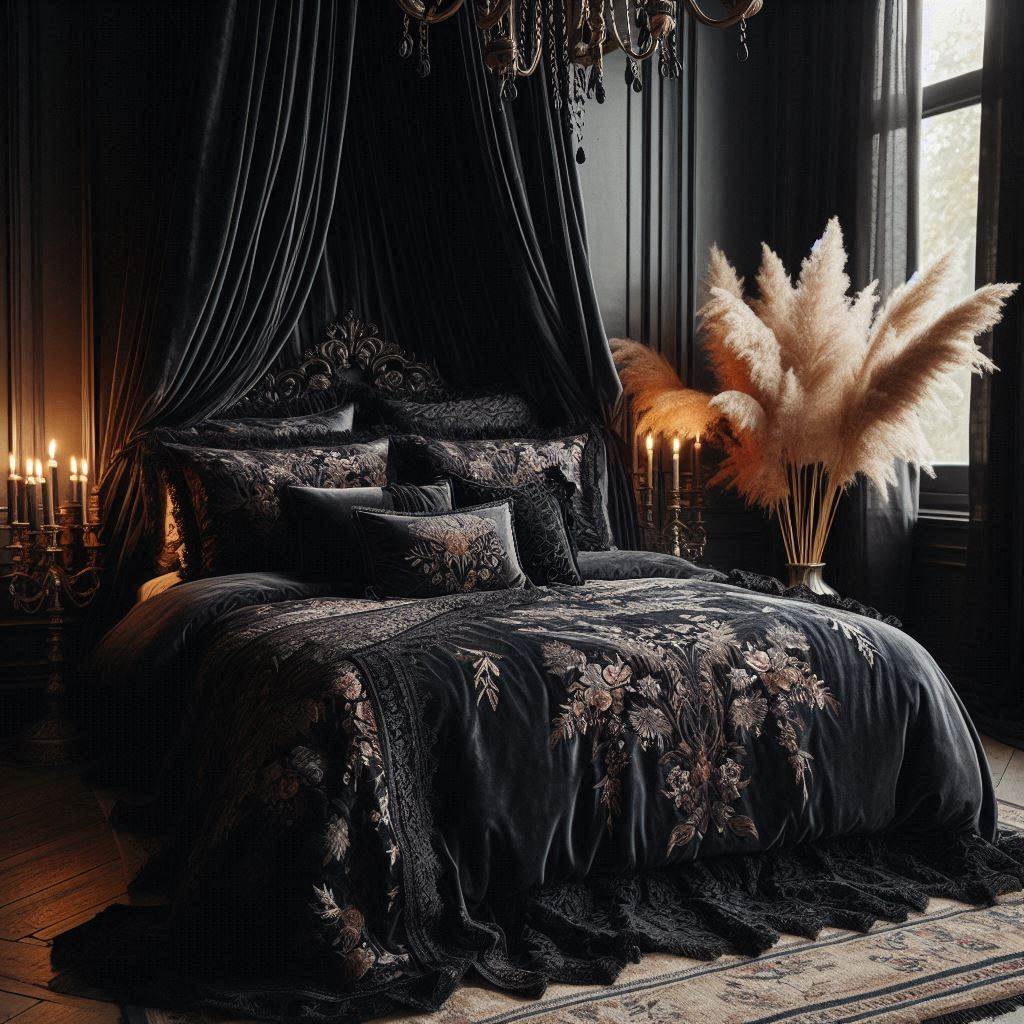 Black Canopy Bed for a Dreamy Gothic Western Bedroom