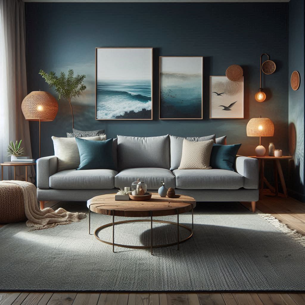 17 Stunning Coastal Modern Living Room Ideas for a Dreamy Home 4 Moody Coastal Elegance with a Gray Couch
