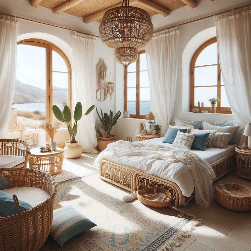  Boho Mediterranean Beach House Bedroom