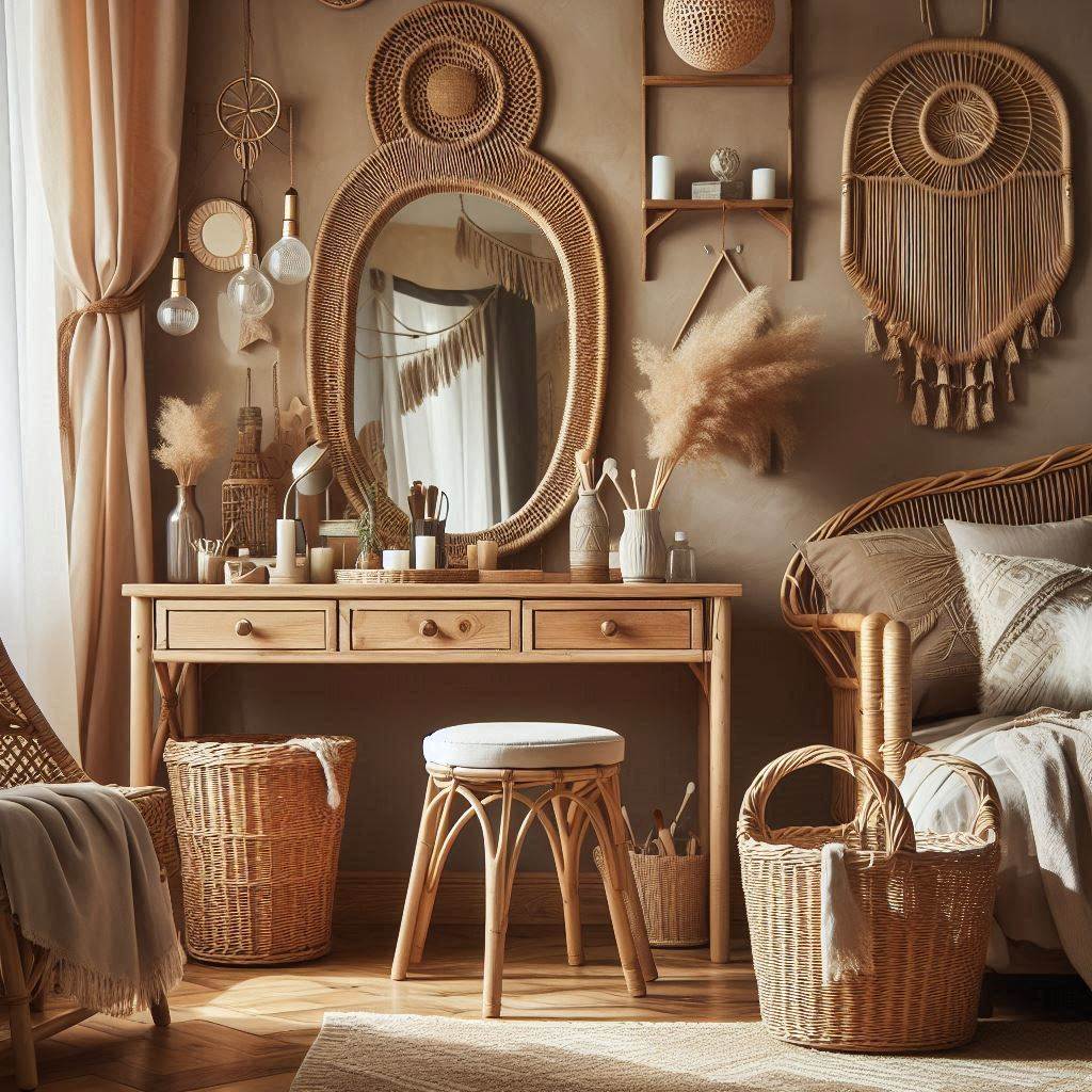 Bohemian Chic Vanity with Natural Materials