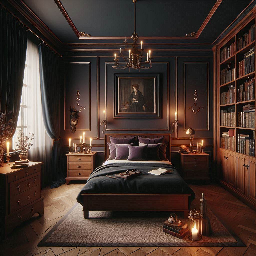 Dark Academia-Inspired Bedroom