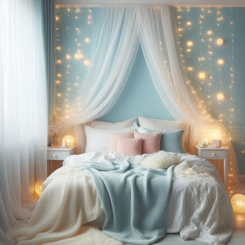 Soft Sky Retreat: Light Blue Bedroom Aesthetic Cozy