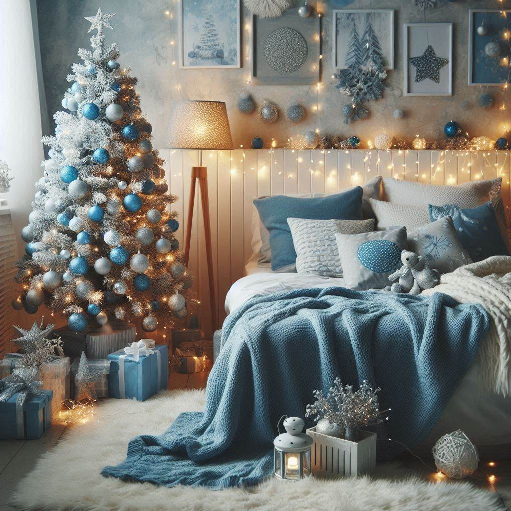 Winter Wonderland: Cozy Christmas Bedroom Aesthetic Blue