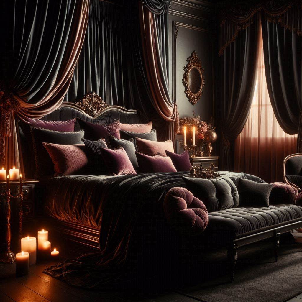 Deep Jewel Tones for a Luxurious Boho Gothic Bedroom