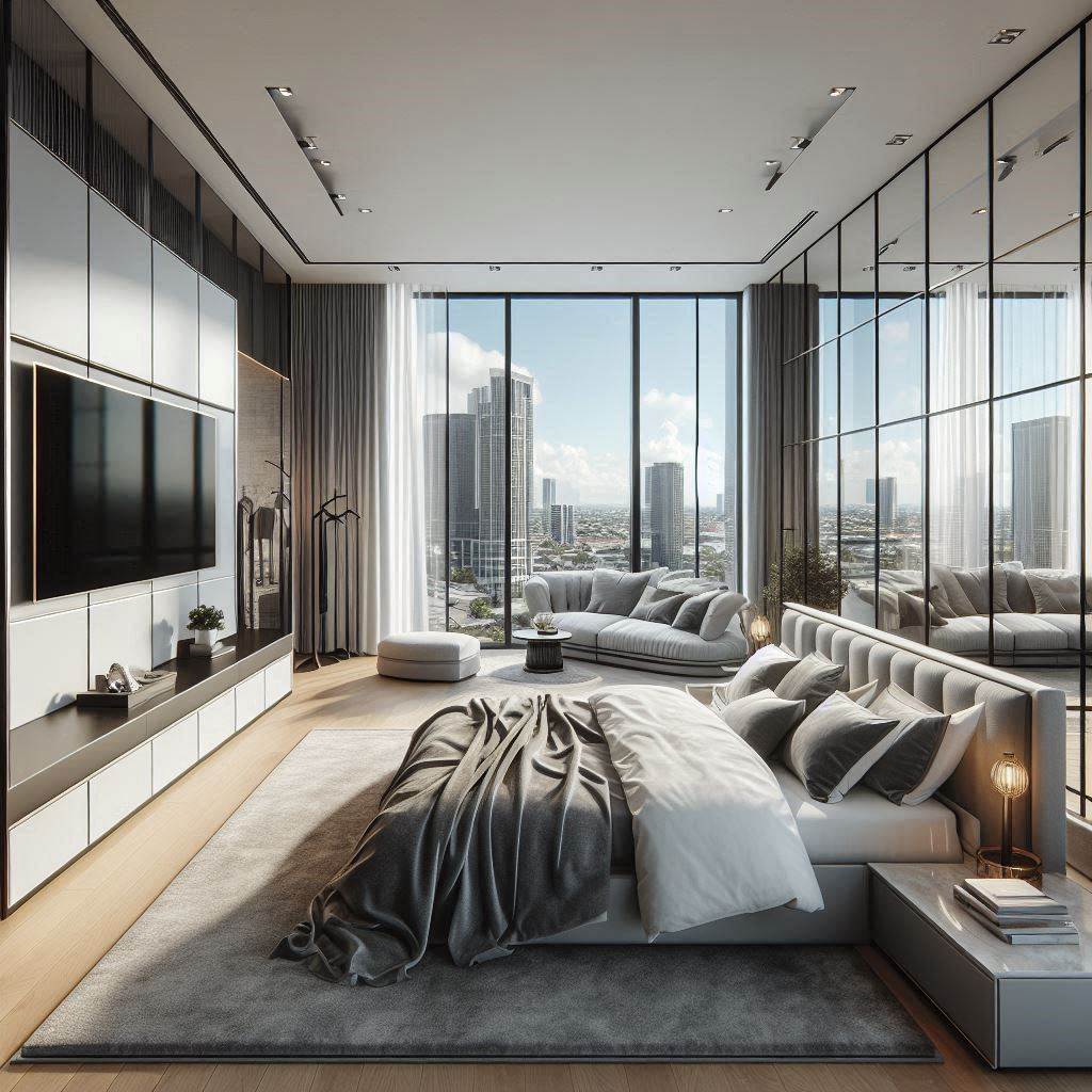 A Penthouse Bedroom with Floor-to-Ceiling Windows