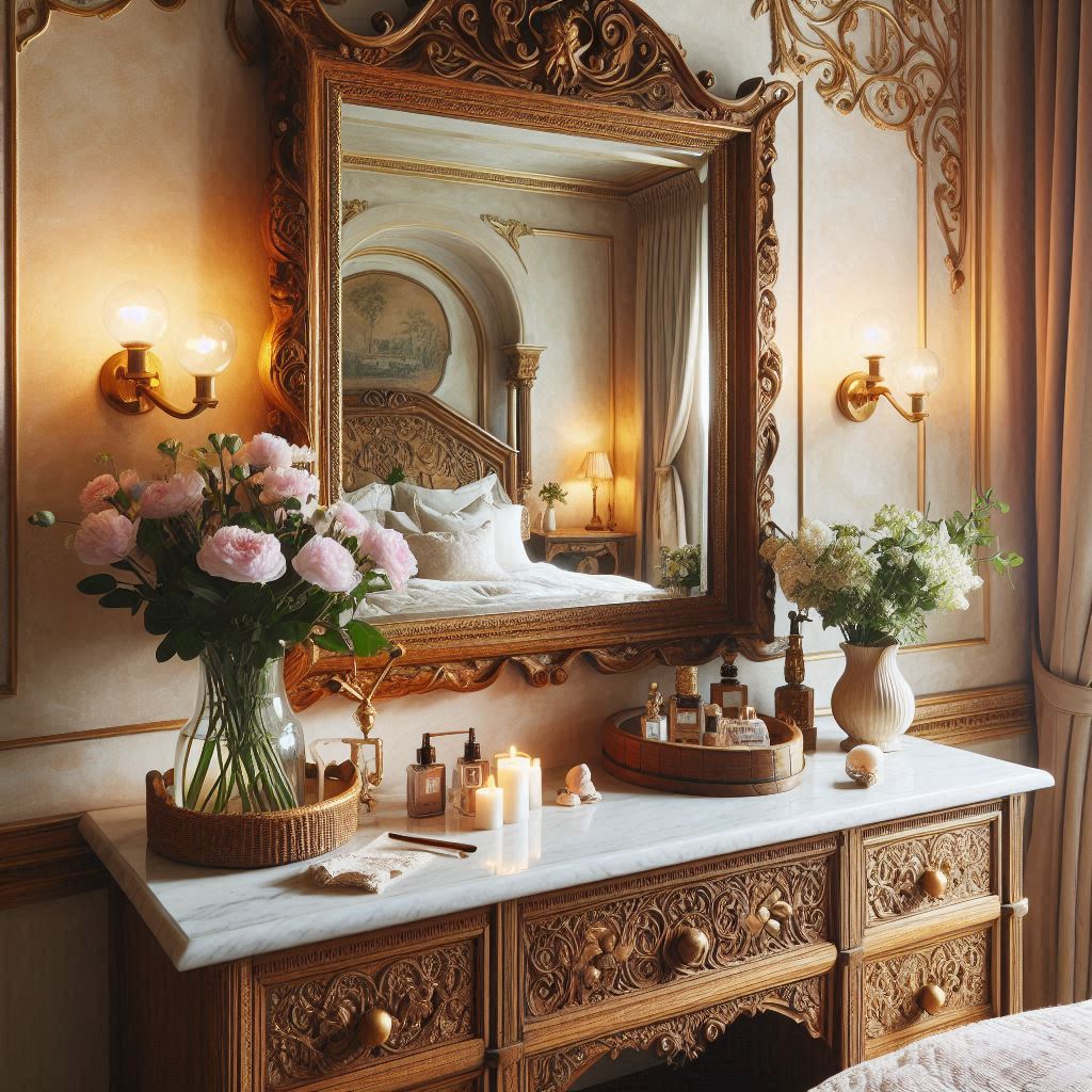 Luxurious Mediterranean Vanity in the Bedroom