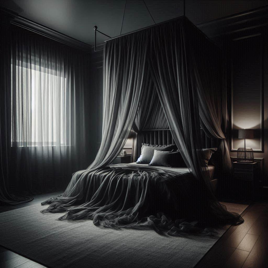 18 Dark Moody Bedroom Ideas for a Romantic & Stylish Retreat 11 Dramatic Canopy Beds