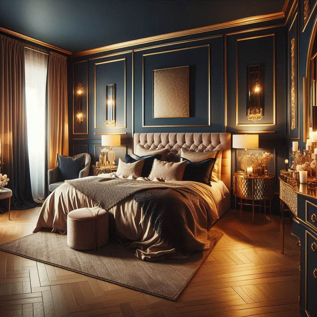 Midnight Blue Elegance: Navy Blue Bedroom Aesthetic Cozy