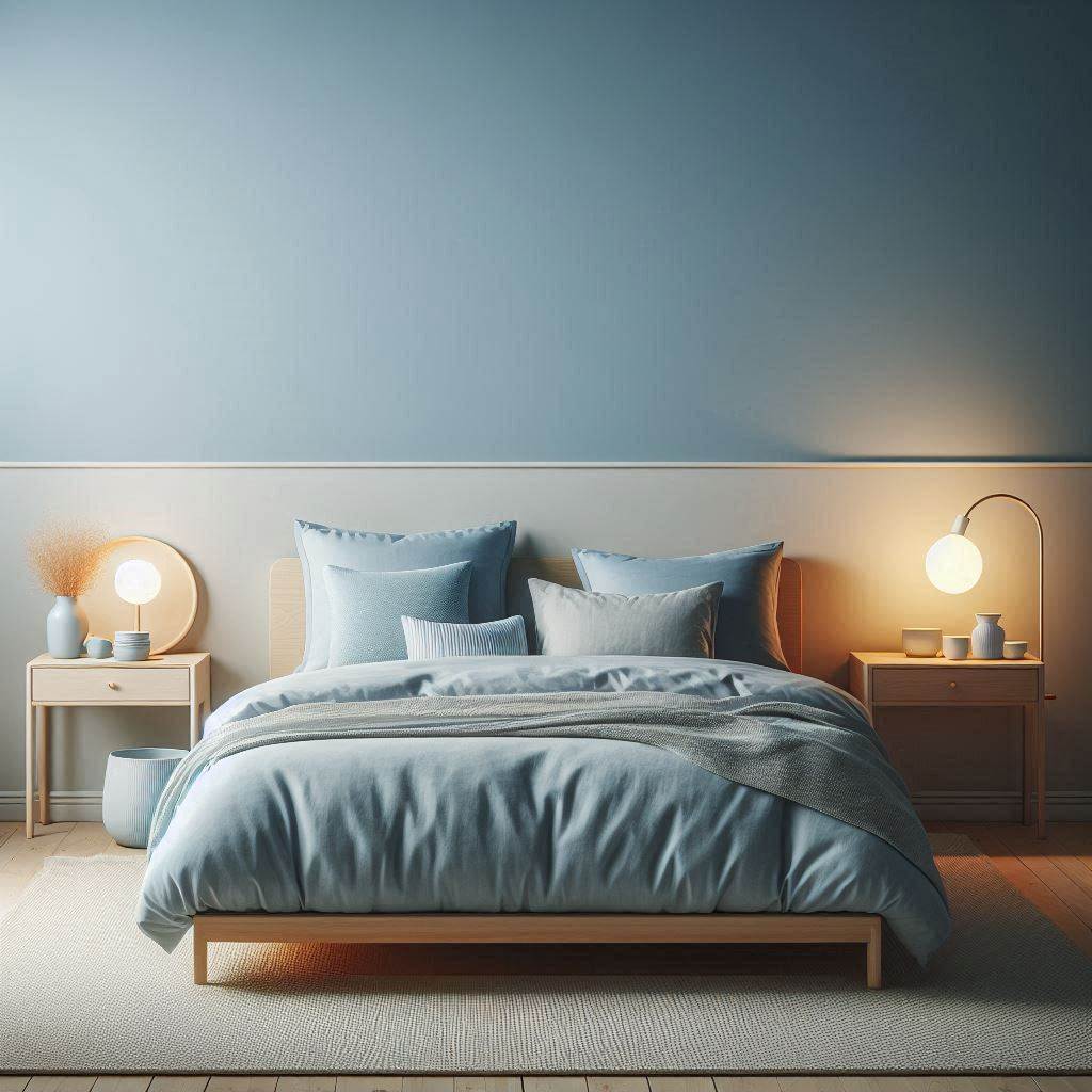 Minimalist Tranquility: Bedroom Aesthetic Cozy Minimalist Blue