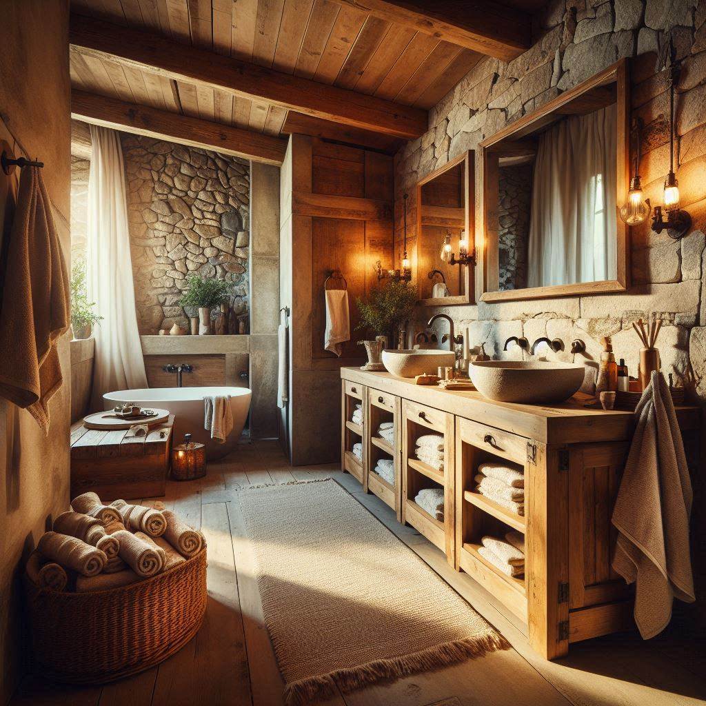 16 Bathroom Decor Luxury Ideas to Transform Your Home Into a Romantic Sanctuary 15 Rustic Romance & Stone
