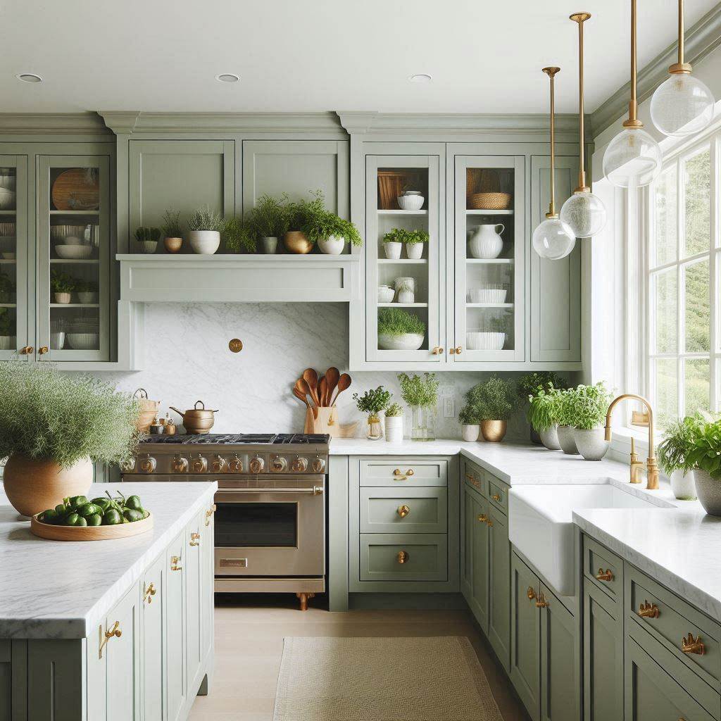 15 Fresh Ideas for Modern Farmhouse Kitchens 6 Sage Green Serenity