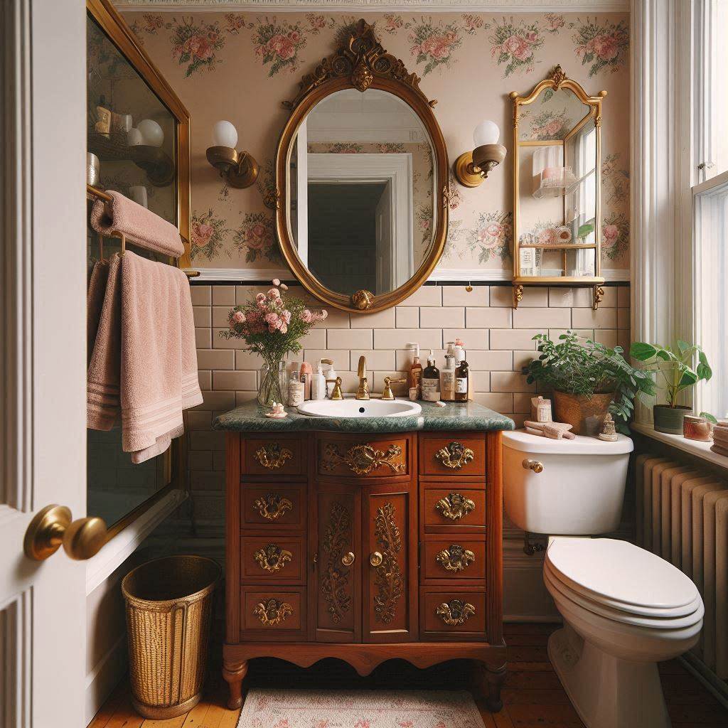 15 Dreamy Small Bathroom Decor Ideas That Will Instantly Transform Your Space 7 Vintage Vanity Love