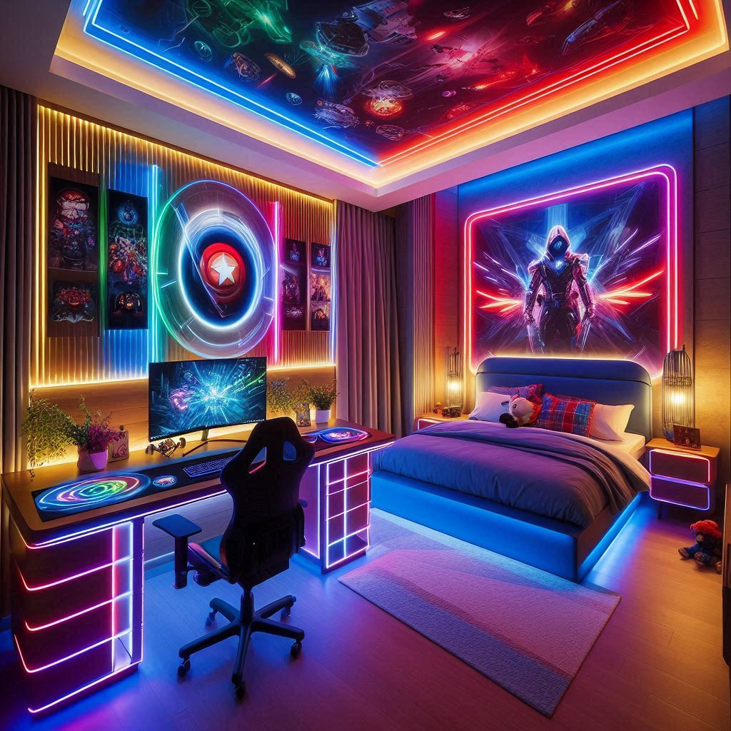 16 Epic Boys Bedroom Ideas Gamer Style to Transform Any Space into a Gaming Paradise 15 LED Tunnel Light Show Room