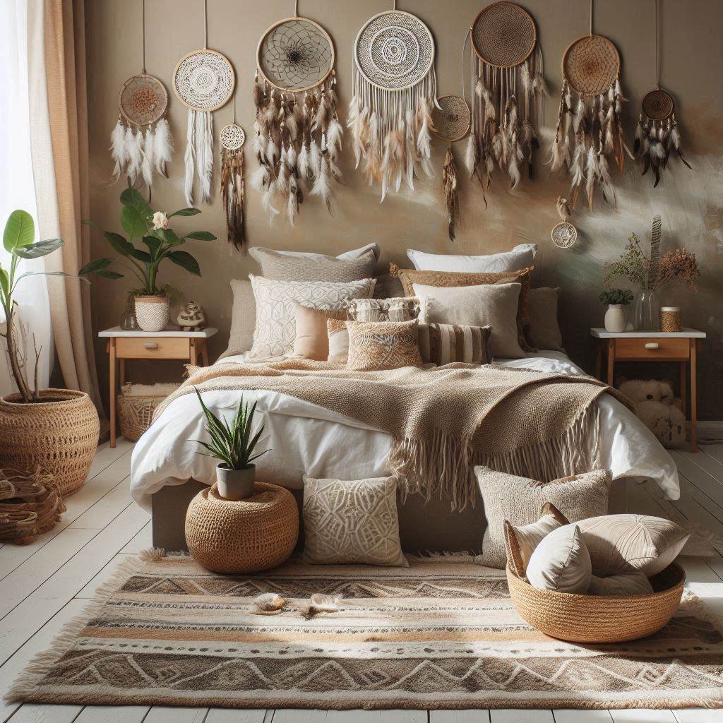 16 Dreamy Summer Bedroom Aesthetic Ideas to Transform Your Space This Season 12 Boho Breeze Mix