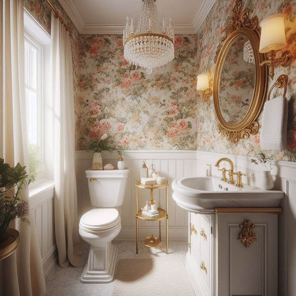 15 Dreamy Small Bathroom Decor Ideas That Will Instantly Transform Your Space 9 Statement Wallpaper for a Bold Romance