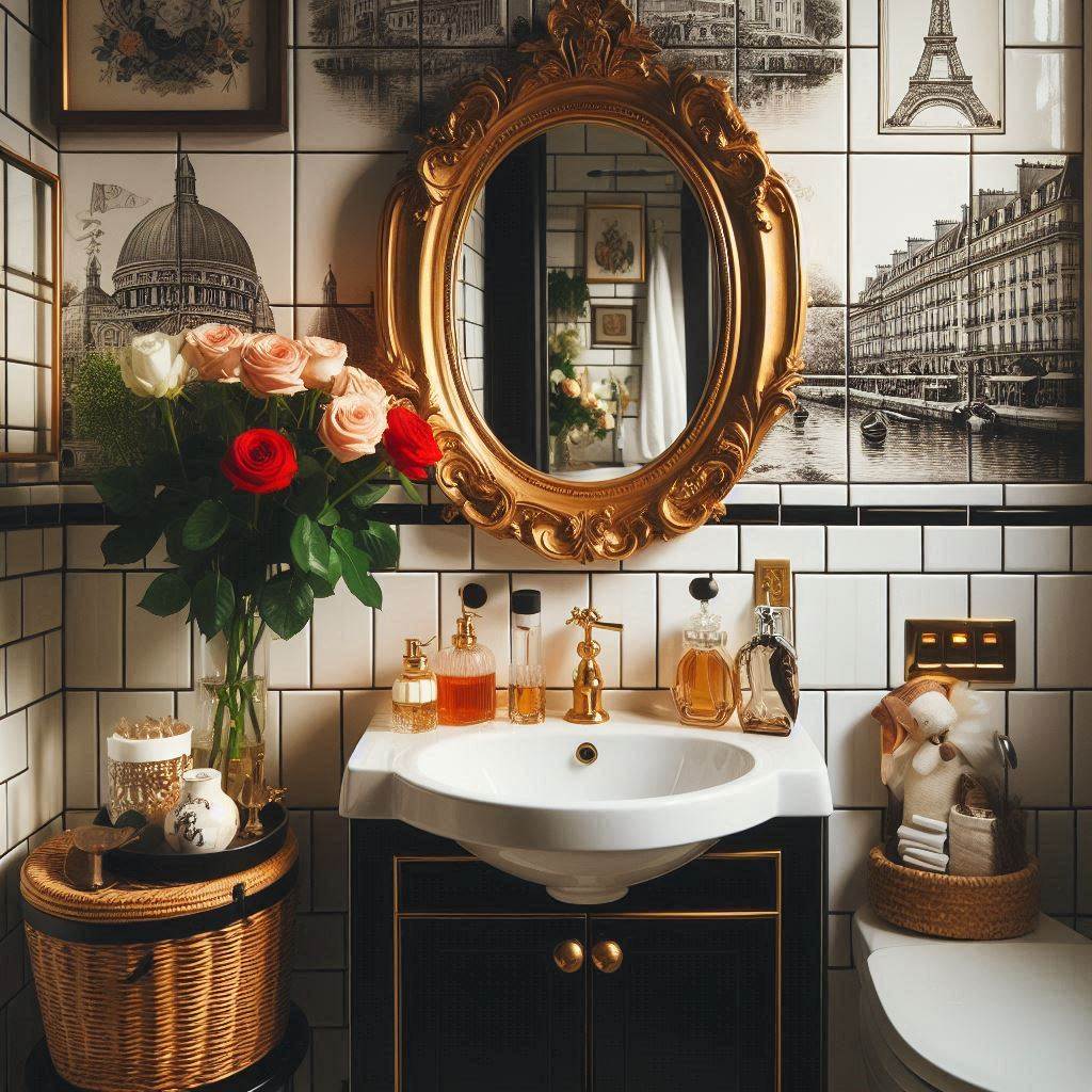 15 Dreamy Small Bathroom Decor Ideas That Will Instantly Transform Your Space 13 Parisian Charm in a Tiny Space