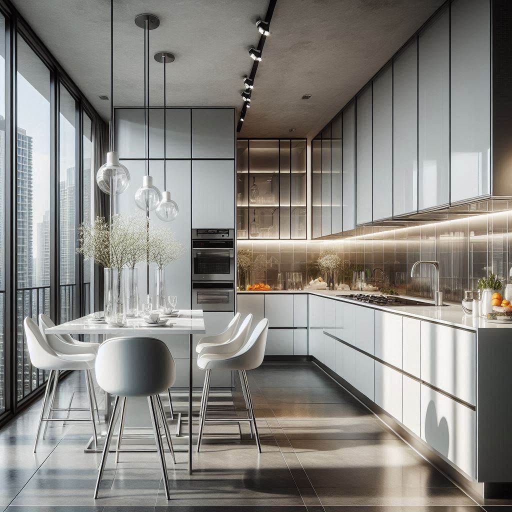 15 Stunning Kitchen Cabinet Color Ideas 12 High-Gloss White with Chrome