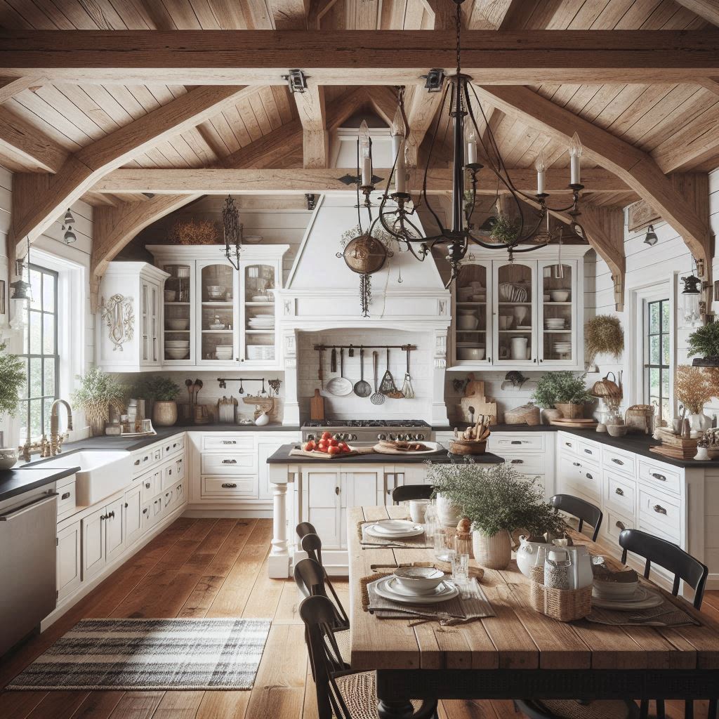 15 Charming Farmhouse Kitchen Ideas to Inspire Your Next Makeover 7 Wood Beam Accents