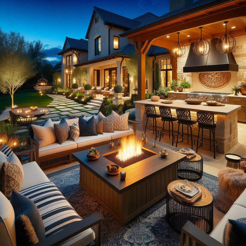 15 Luxury Outdoor Kitchen Ideas 15 Luxury Outdoor Kitchen with a Fire Pit