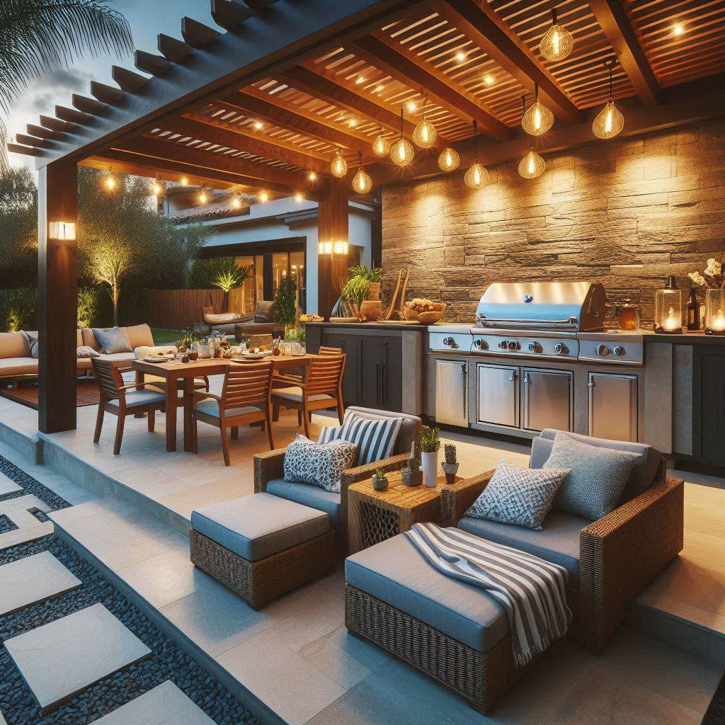 15 Stunning Modern Outdoor Kitchen Ideas 4 Modern Patio Kitchen with Lounge Vibes