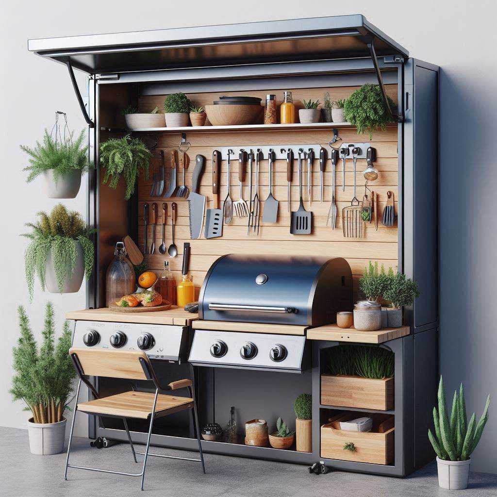 15 Brilliant Cheap Outdoor Kitchen Ideas 10 Fold-Down Wall Kitchen for Tight Spaces