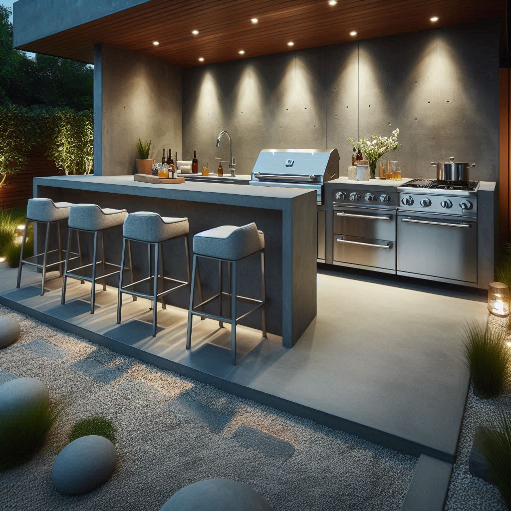 15 Stunning Modern Outdoor Kitchen Ideas 2 Sleek Concrete Minimalism