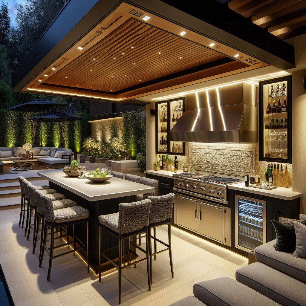 15 Luxury Outdoor Kitchen Ideas 17 Luxury Outdoor Kitchen with a Wet Bar