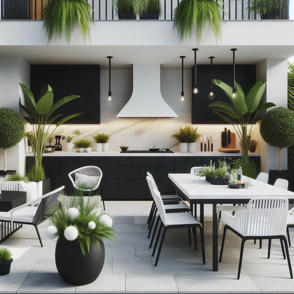15 Stunning Modern Outdoor Kitchen Ideas 16 Black & White Elegance