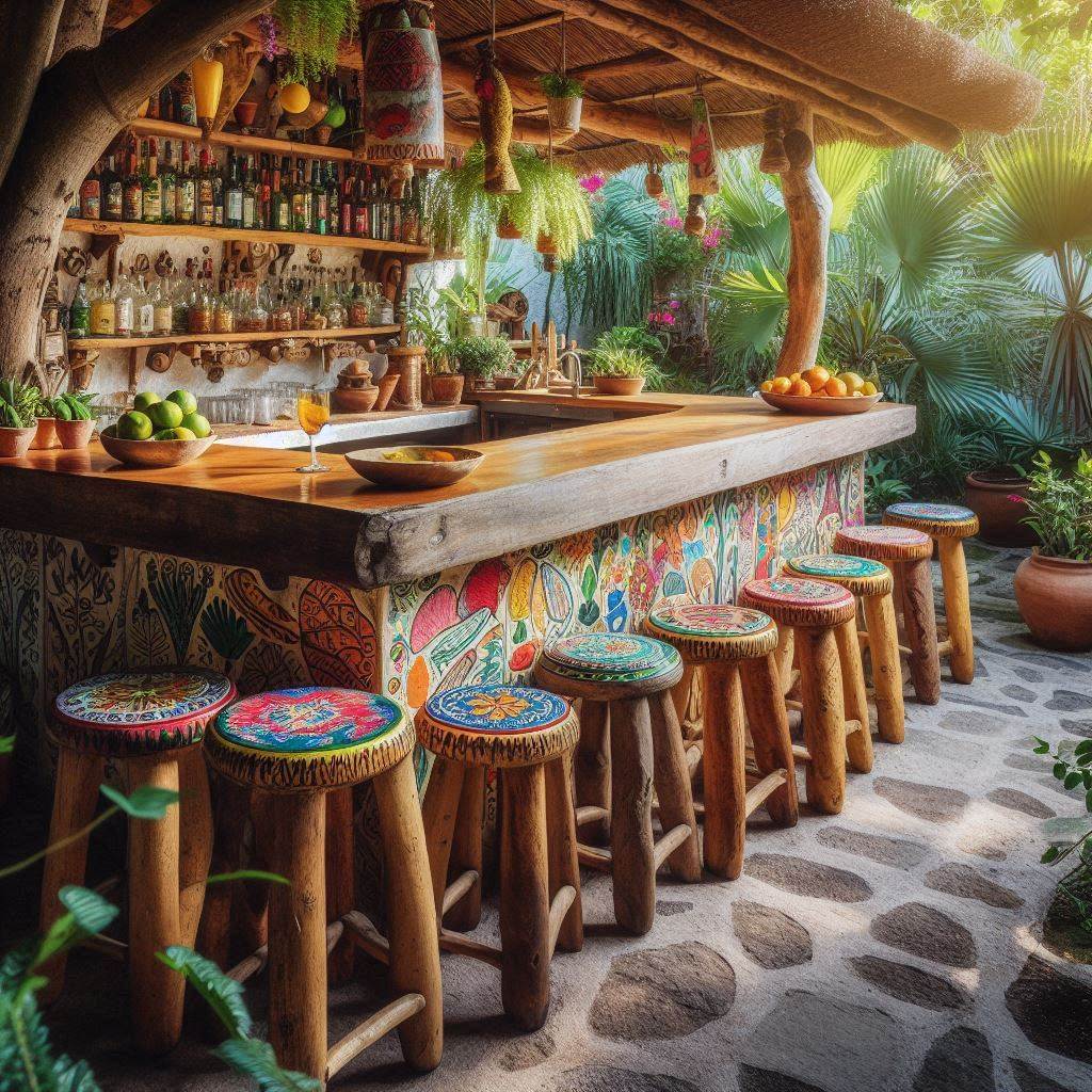 15 Inspiring Mexican Outdoor Kitchen Ideas 13 Rustic Wooden Bar