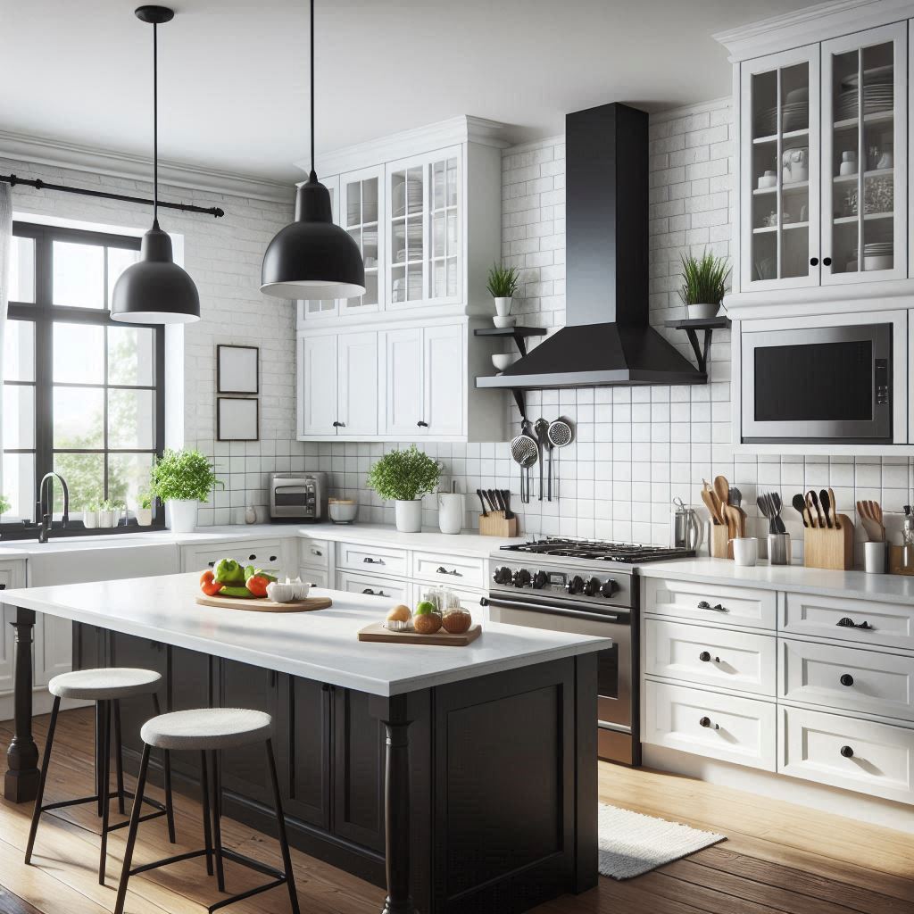 15 Stunning Black Kitchen Cabinets Ideas 15 Classic White Kitchen with Black Stainless Accents