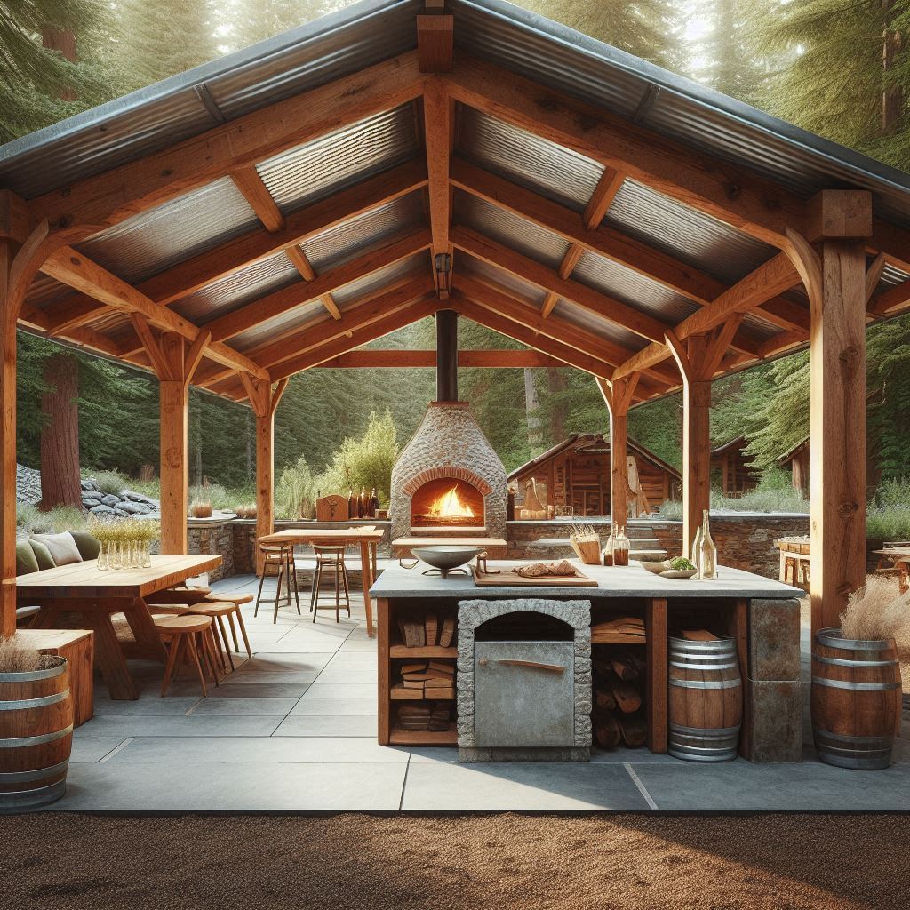 15 Inspiring Rustic Outdoor Kitchen Ideas 14 Open-Sided Pavilion P
