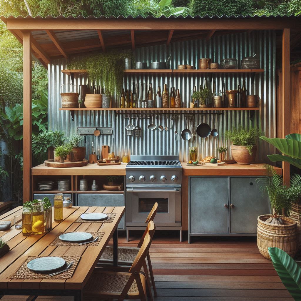 15 Inspiring Rustic Outdoor Kitchen Ideas 3 DIY Corrugated Tin Stateme