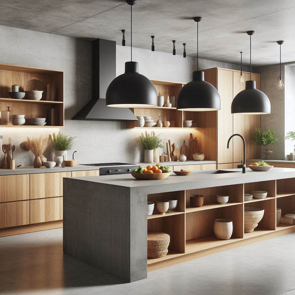 15 Earthy Kitchen Ideas 12 Concrete Meets Warm Wood